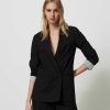 TWINSET Giacca Blazer In Popeline Stretch Nero Clearance