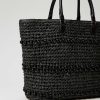 TWINSET Borsa Shopper In Rafia Crochet Con Perle Nero Online