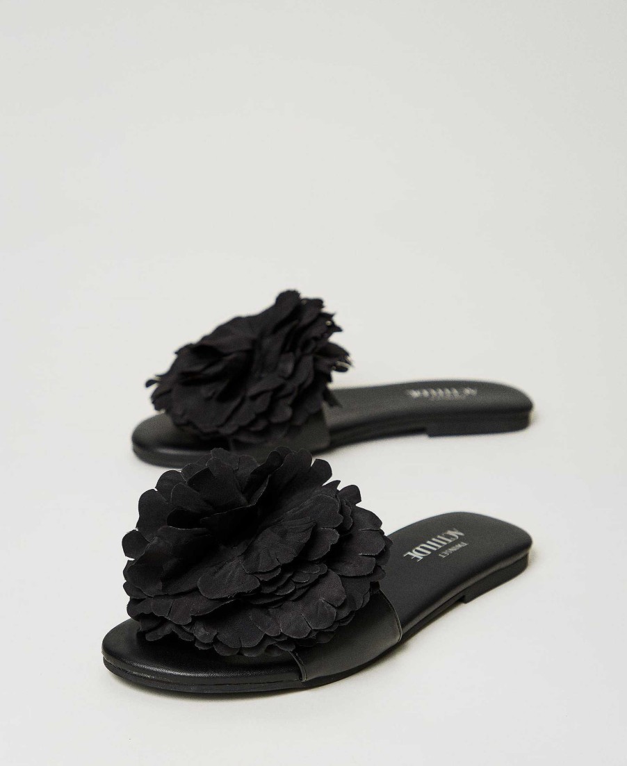 TWINSET Sandali Slide Con Fiore Nero Best