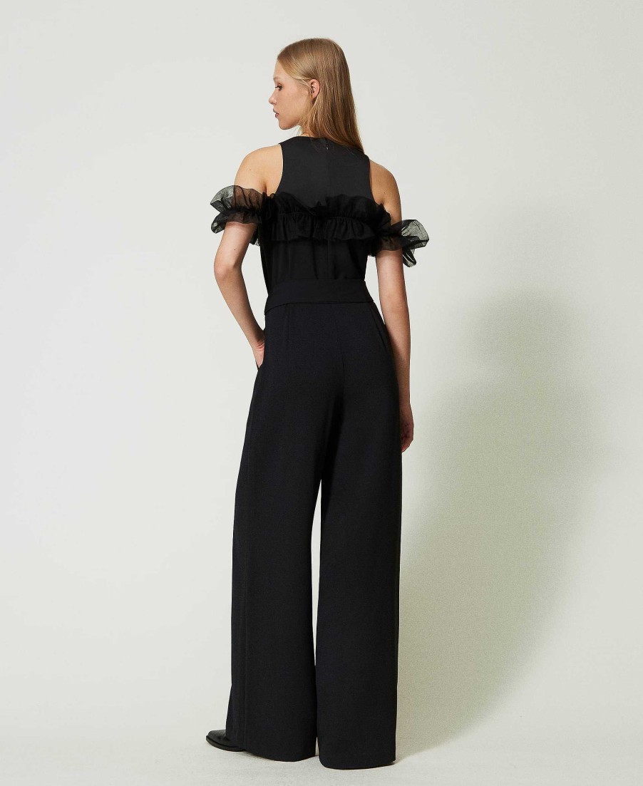 TWINSET Tuta Con Volant In Tulle Nero Clearance