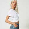 TWINSET T-Shirt Cropped Con Incrocio Bianco Clearance