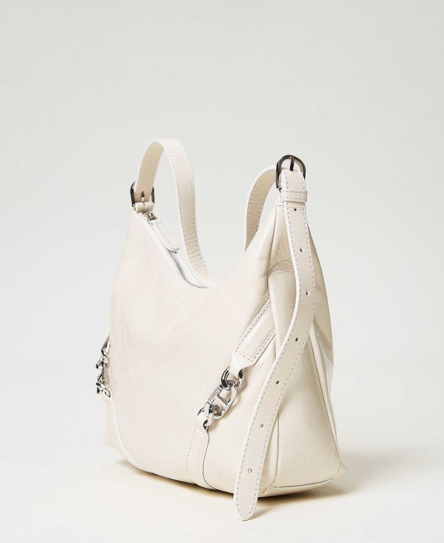 TWINSET Borsa Hobo 'Hamptons' In Pelle Lucida Bianco Hot