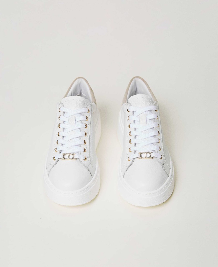 TWINSET Sneakers In Pelle Con Dettaglio A Contrasto Bianco Wholesale