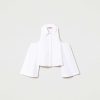 TWINSET Camicia In Popeline Stretch Con Cut-Out Bianco Clearance