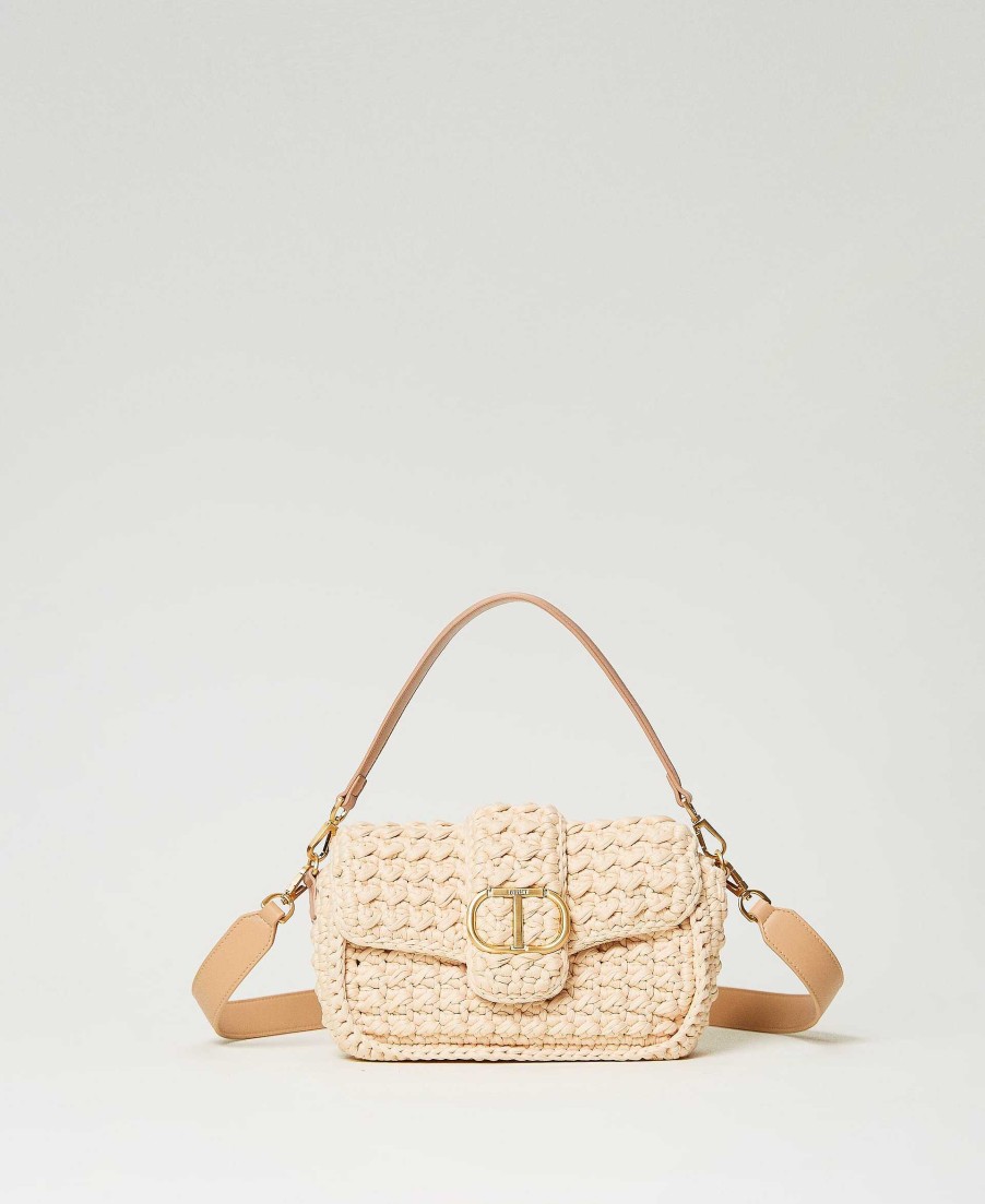 TWINSET Borsa A Tracolla 'Amie' Crochet Beige New