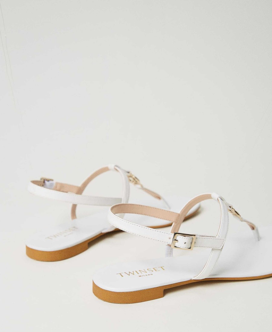 TWINSET Sandali Flat Infradito Con Oval T Bianco Wholesale