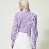 TWINSET Camicia A Righe Con Cotone Organico Viola Best