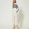 TWINSET Pantaloni Cargo In Gabardina Bianco Clearance