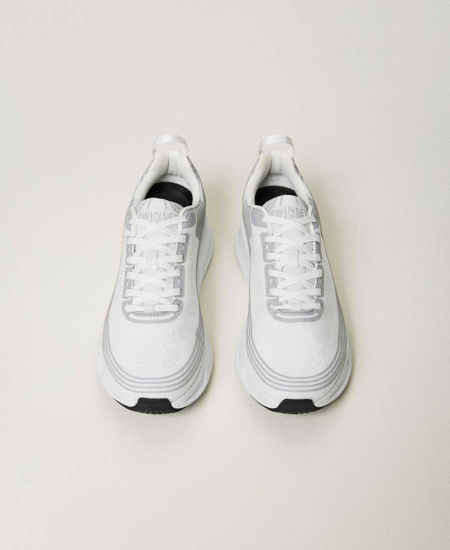 TWINSET Sneakers Fessura A Righe Con Logo Bianco Best