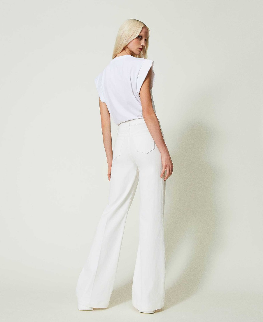 TWINSET Jeans Flare Con Bottoni D Cor Bianco Clearance