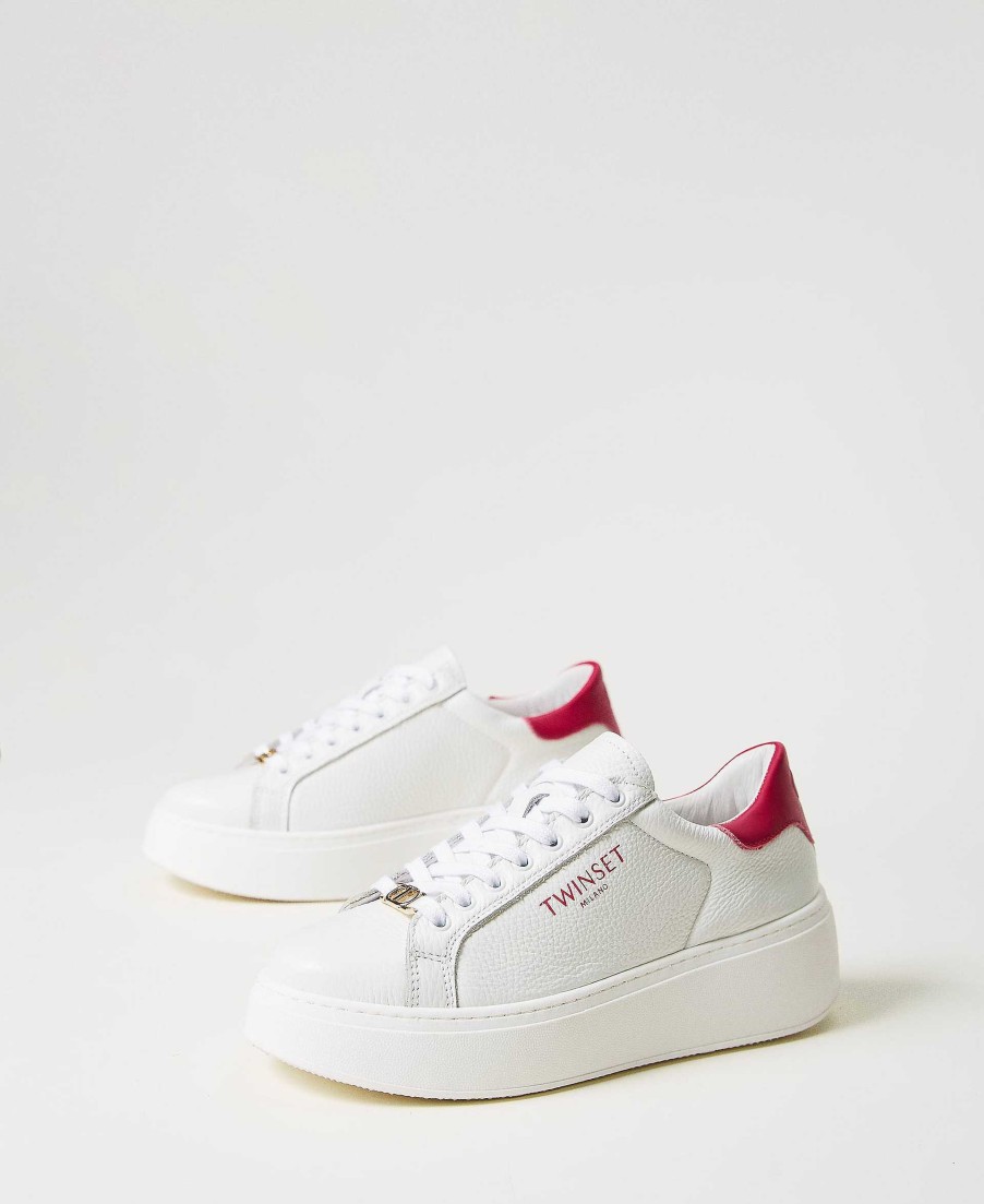 TWINSET Sneakers Platform In Pelle Bianco New