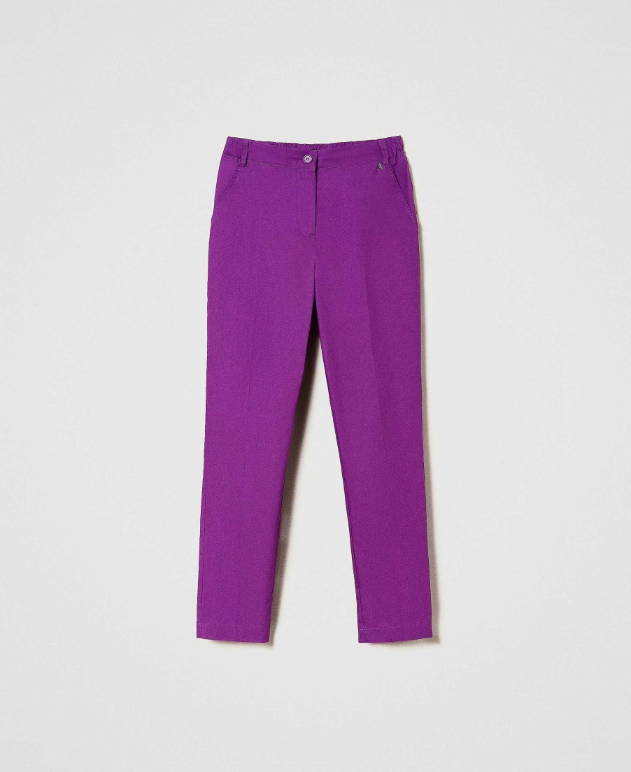 TWINSET Pantaloni A Sigaretta In Popeline Viola Hot