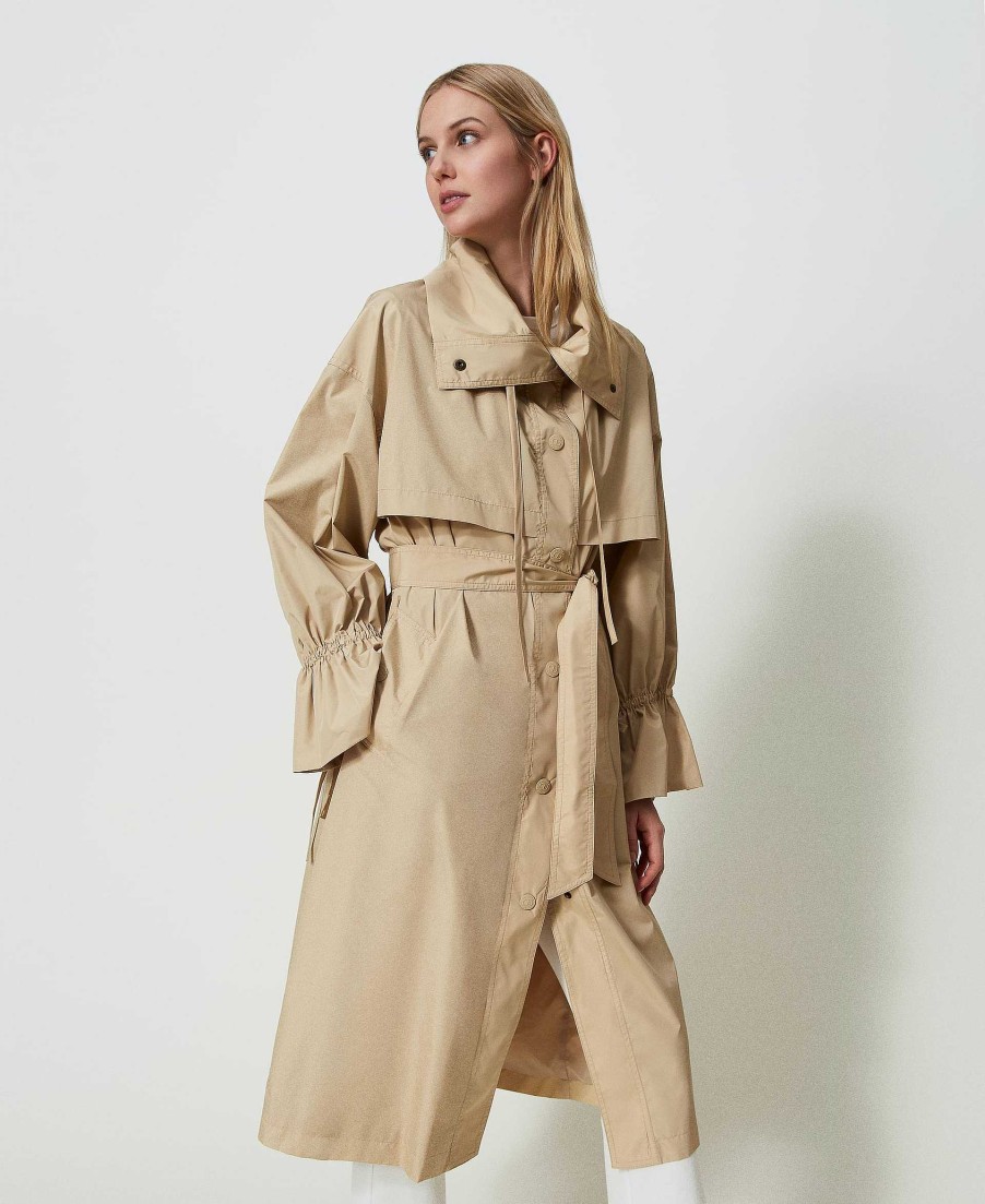 TWINSET Trench In Taffet Con Cintura Beige Best