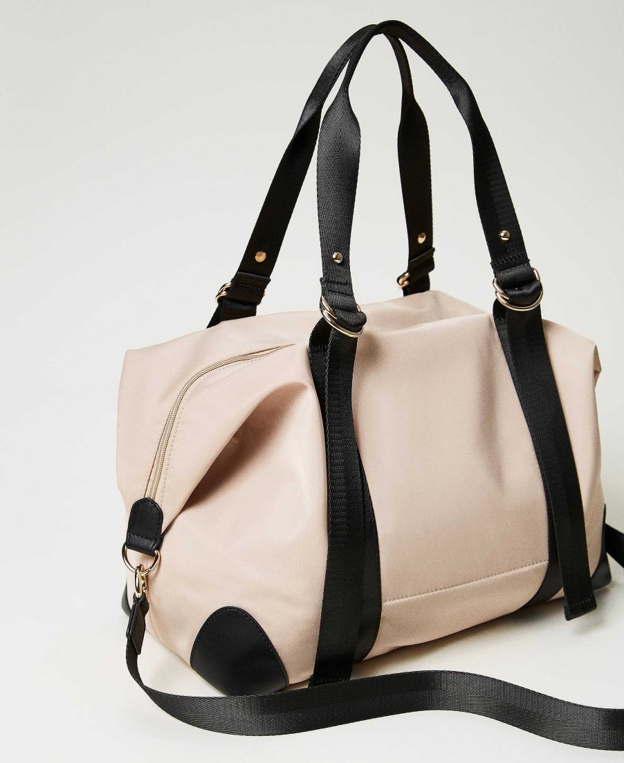 TWINSET Borsa Bicolore Con Logo Beige Hot