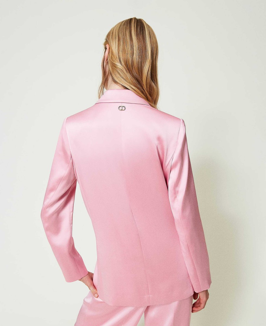 TWINSET Giacca Blazer Doppiopetto In Raso Rosa Online