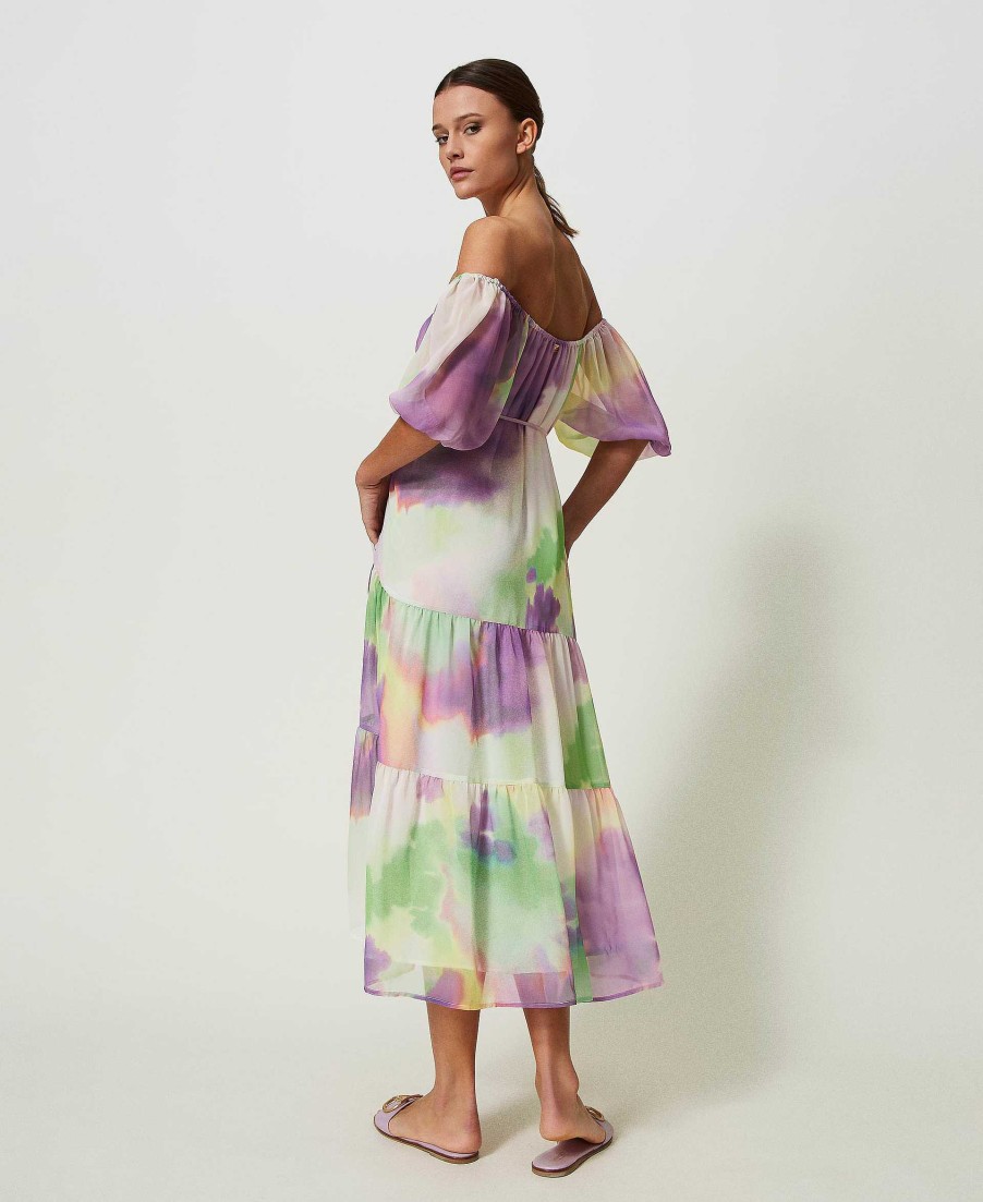 TWINSET Abito Longuette A Stampa Tie-Dye Fantasia Clearance