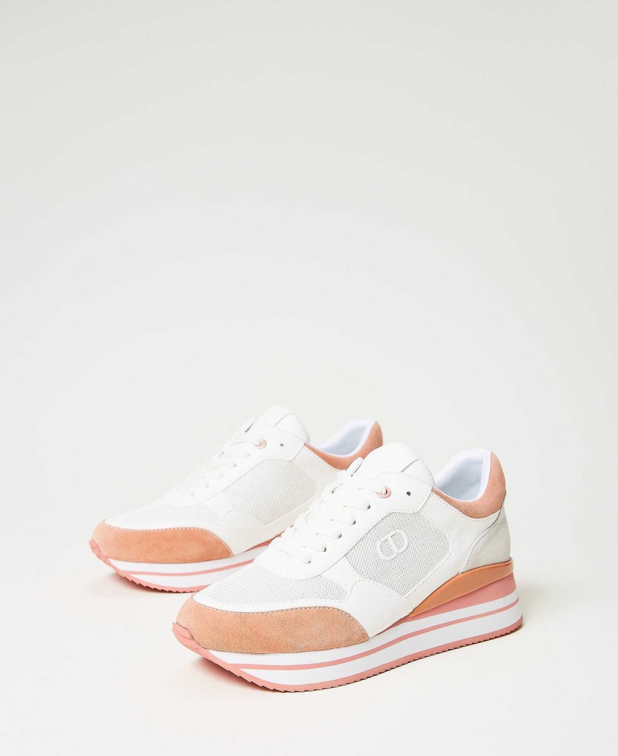 TWINSET Sneakers Running Color Block Bianco New