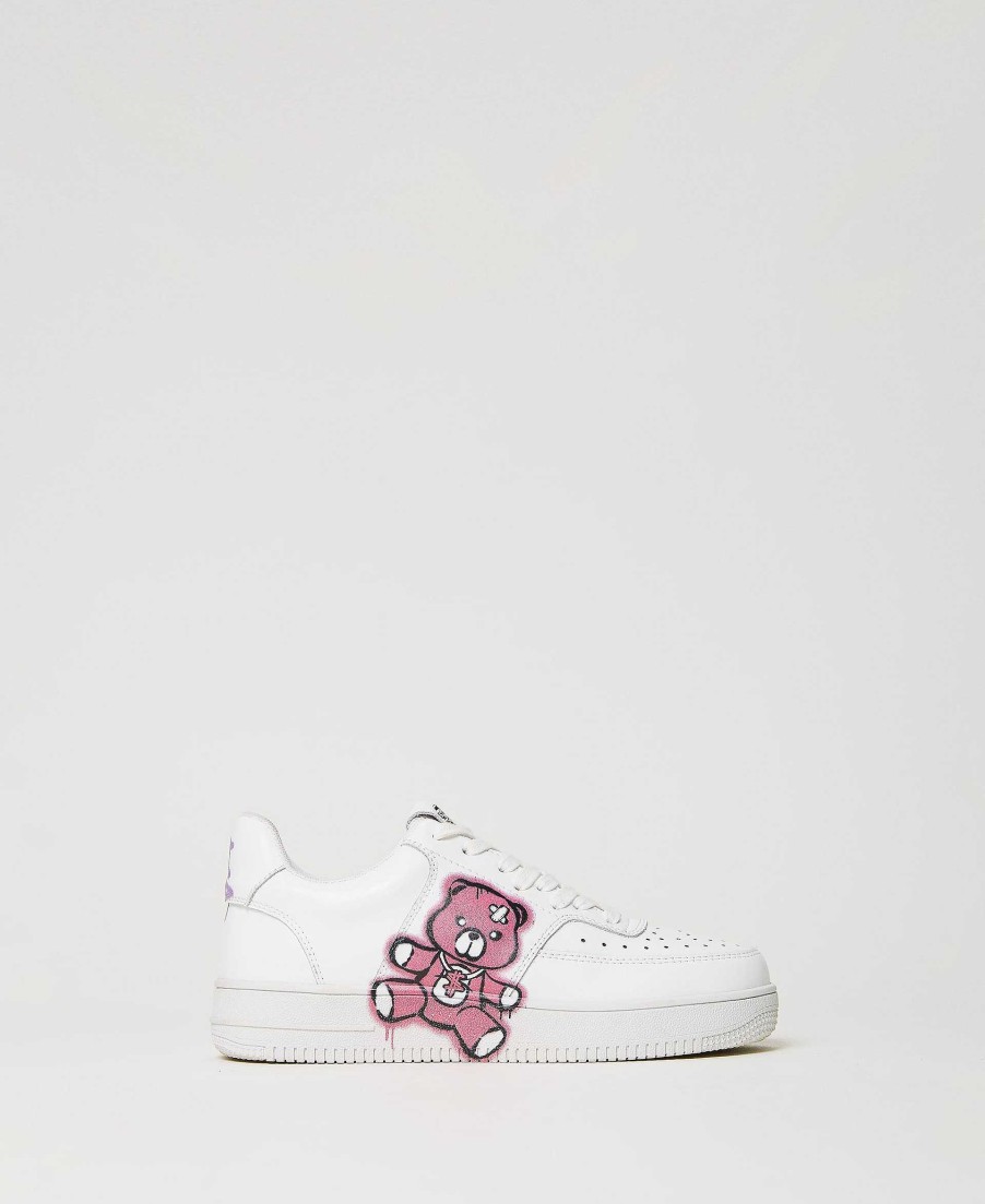 TWINSET Sneakers Myfo In Pelle Con Stampa Bianco Wholesale