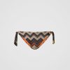 TWINSET Tanga Da Bagno Lurex A Stampa Chevron Marrone New