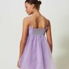 TWINSET Abito Corto In Organza Con Volant Viola Wholesale