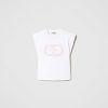 TWINSET T-Shirt Con Oval T E Maniche Ad Aletta Bianco New