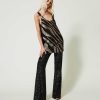 TWINSET Maxi Canotta Con Ricamo Animalier Nero Hot