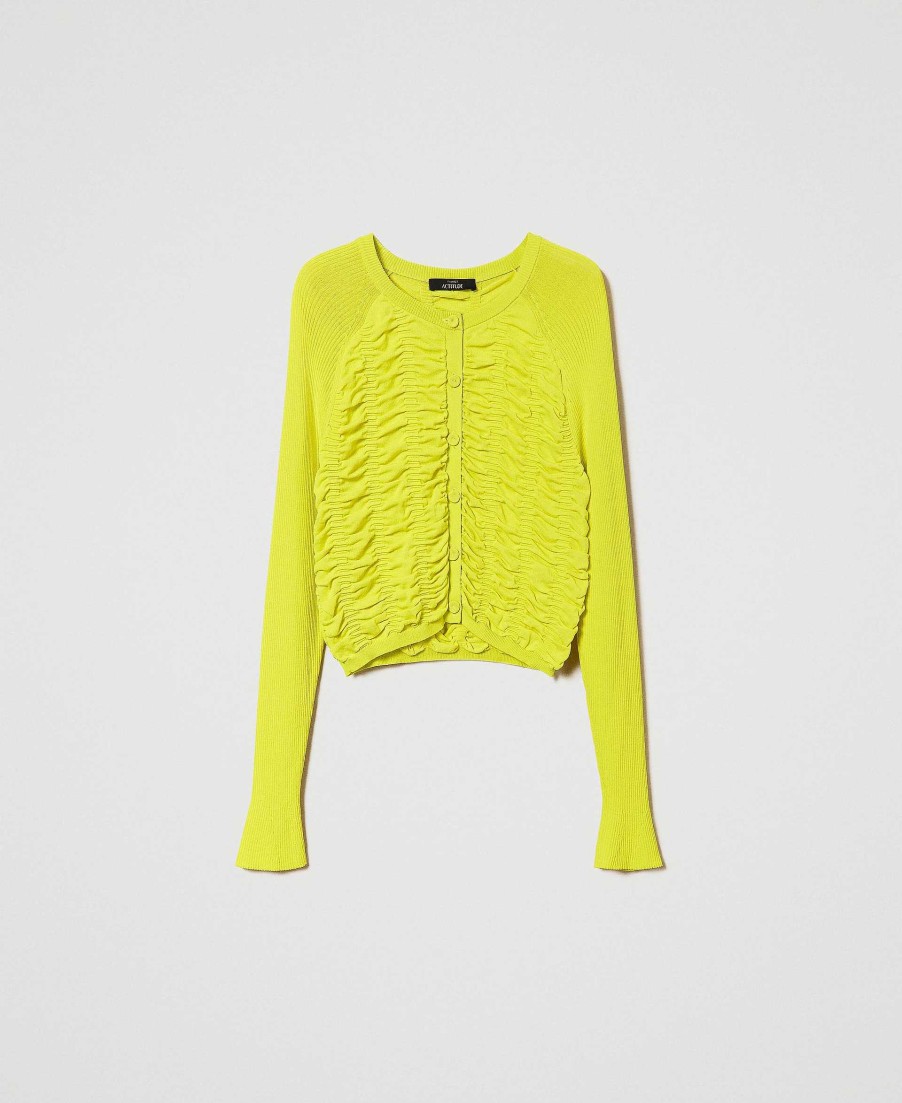 TWINSET Cardigan Con Arricciatura Giallo Hot