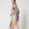 TWINSET Poncho In Organza A Stampa Tie-Dye Fantasia Online