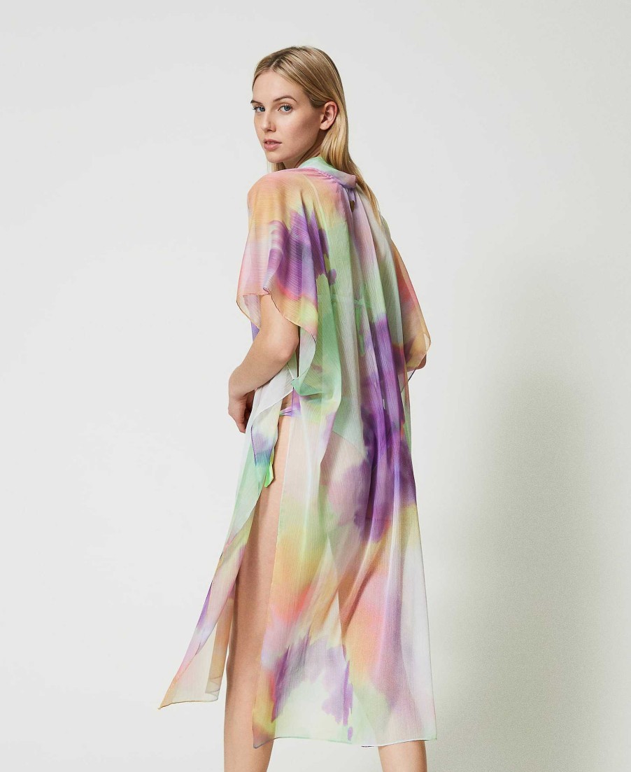 TWINSET Poncho In Organza A Stampa Tie-Dye Fantasia Online