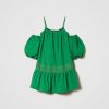 TWINSET Abito Corto In Popeline Con Maniche Balloon Verde Best