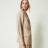 TWINSET Giacca Blazer In Misto Lino Con Pieghe Beige Clearance