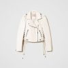 TWINSET Giacca Chiodo Effetto Pelle Bianco New