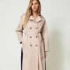 TWINSET Trench In Gabardina Con Retro Pliss Beige Online