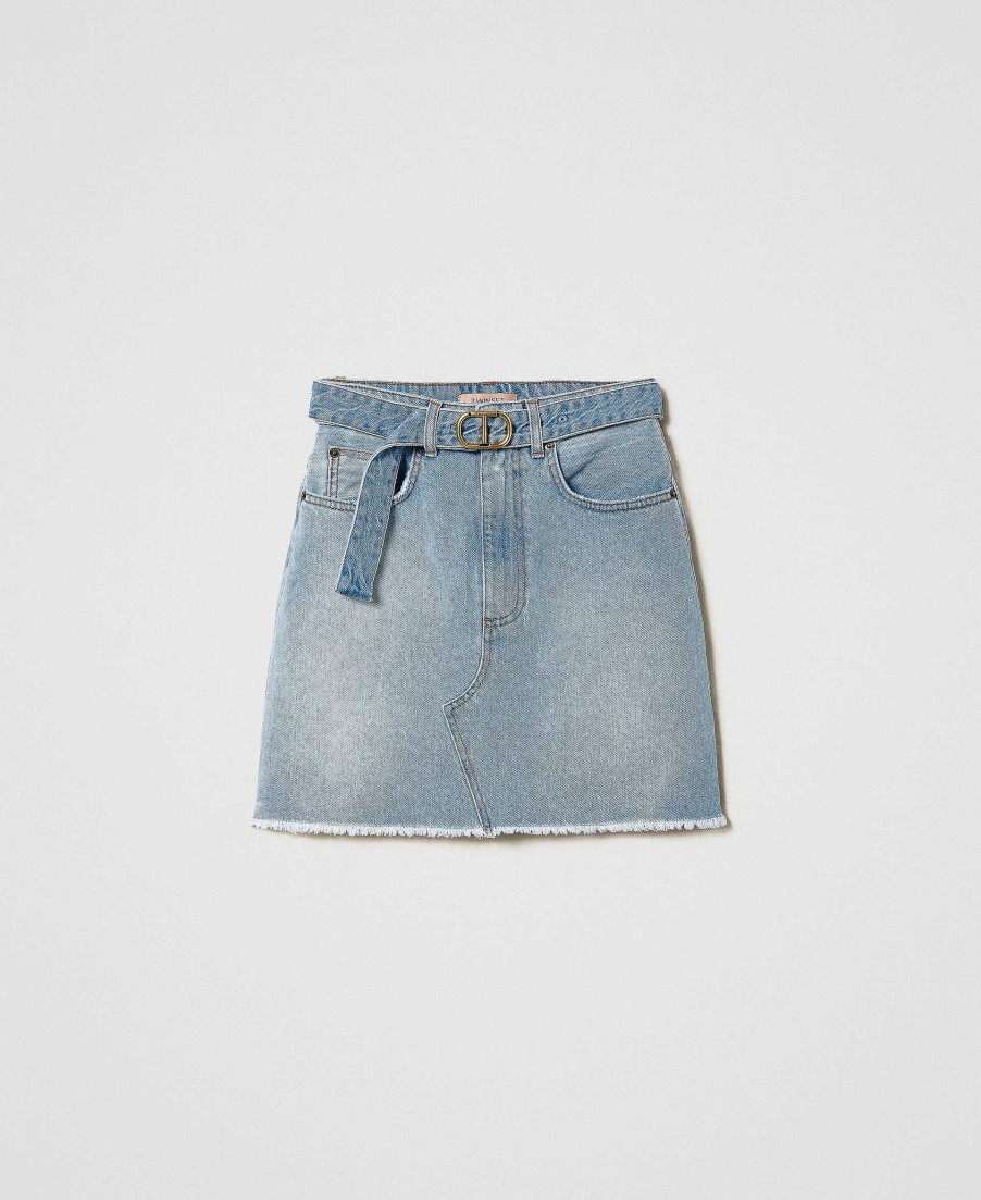 TWINSET Minigonna In Jeans Con Cintura Oval T Blu Online