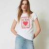 TWINSET T-Shirt Slim Giglio Tigrato X Twinset Bianco Hot