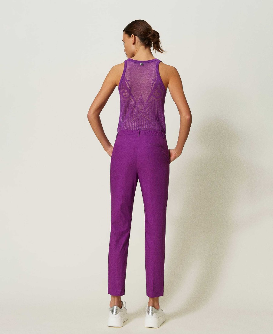 TWINSET Pantaloni A Sigaretta In Popeline Viola Hot