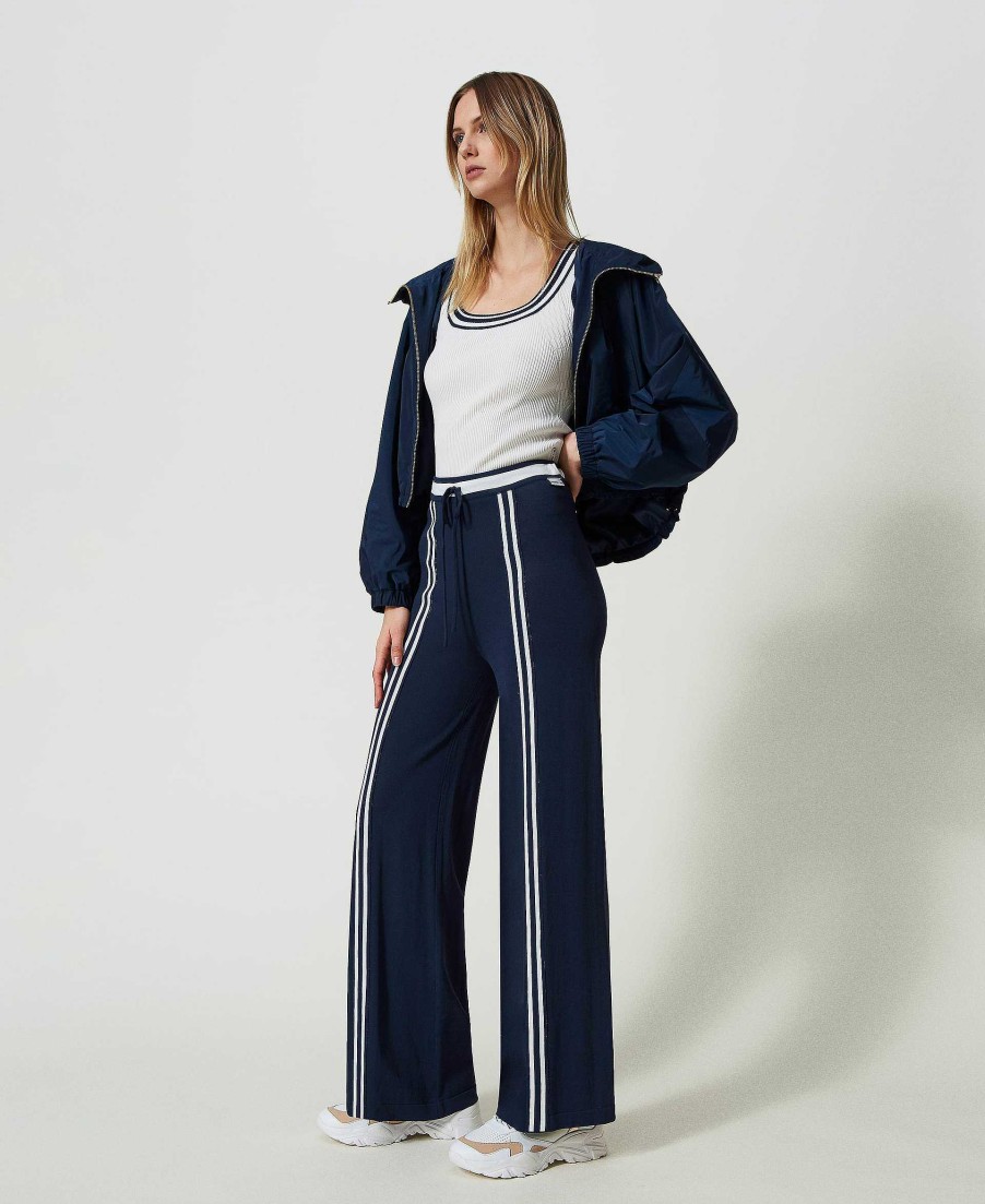 TWINSET Pantaloni A Palazzo Con Righe A Contrasto Blu Online