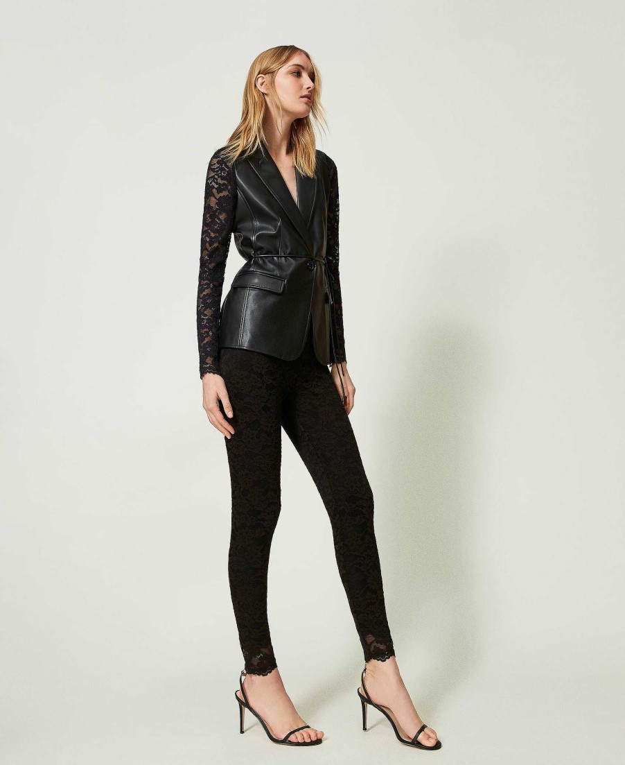 TWINSET Leggings In Pizzo Macram Nero Online