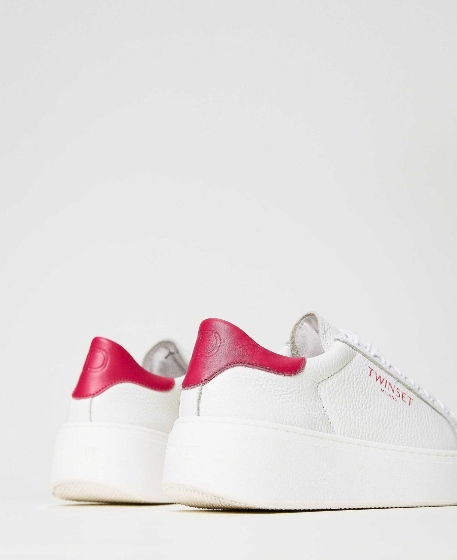 TWINSET Sneakers Platform In Pelle Bianco New