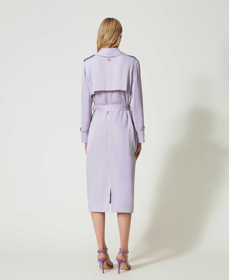 TWINSET Trench In Raso Con Cintura Viola Hot