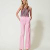 TWINSET Pantaloni A Palazzo In Gabardina Rosa Wholesale