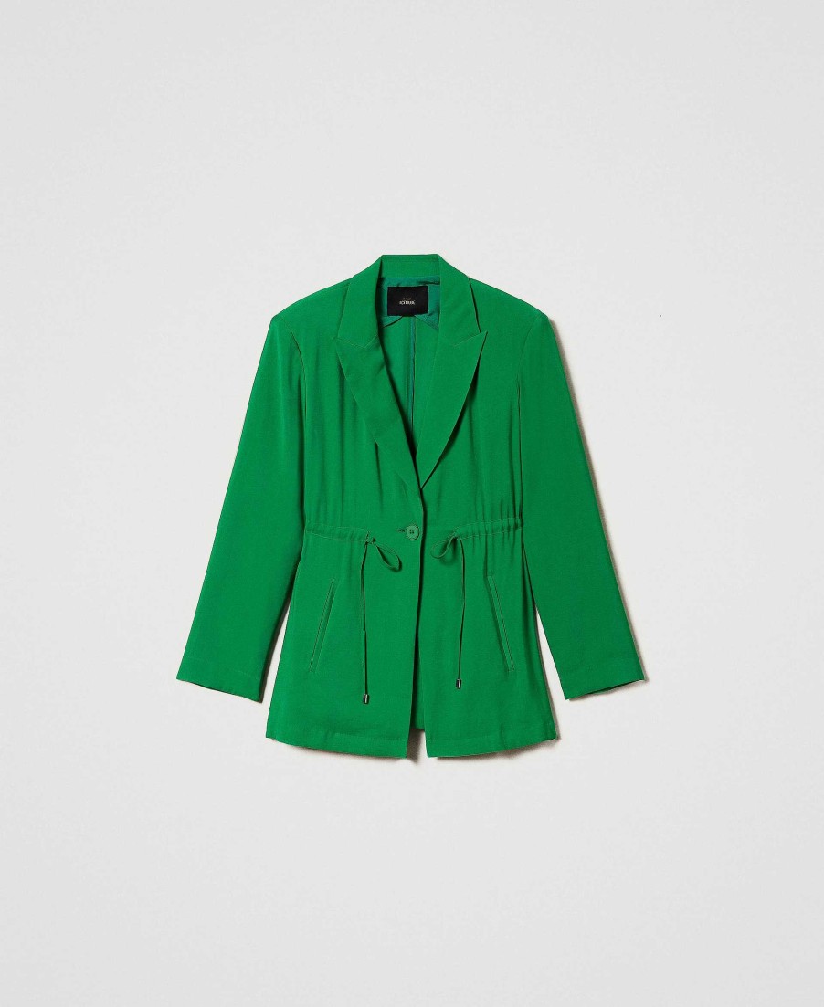 TWINSET Giacca Blazer Con Coulisse Verde Best