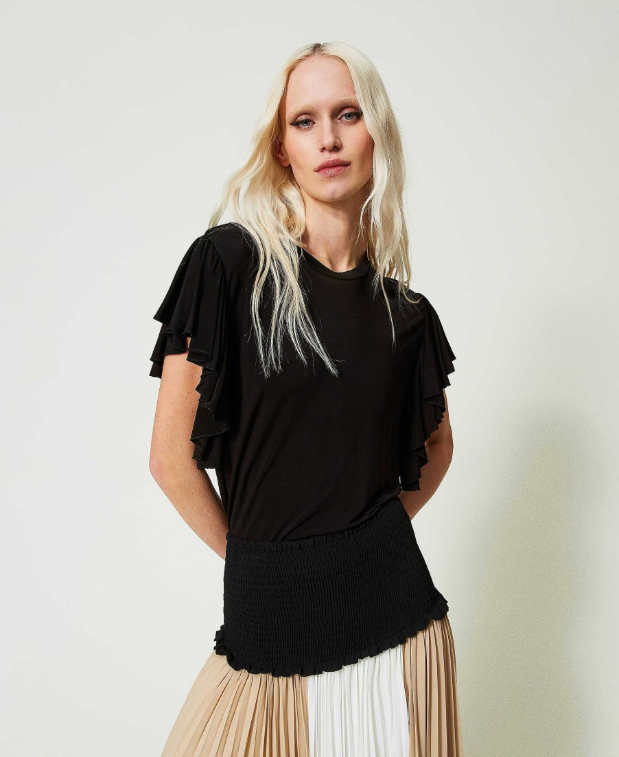 TWINSET T-Shirt Con Maniche Ad Aletta Nero Hot