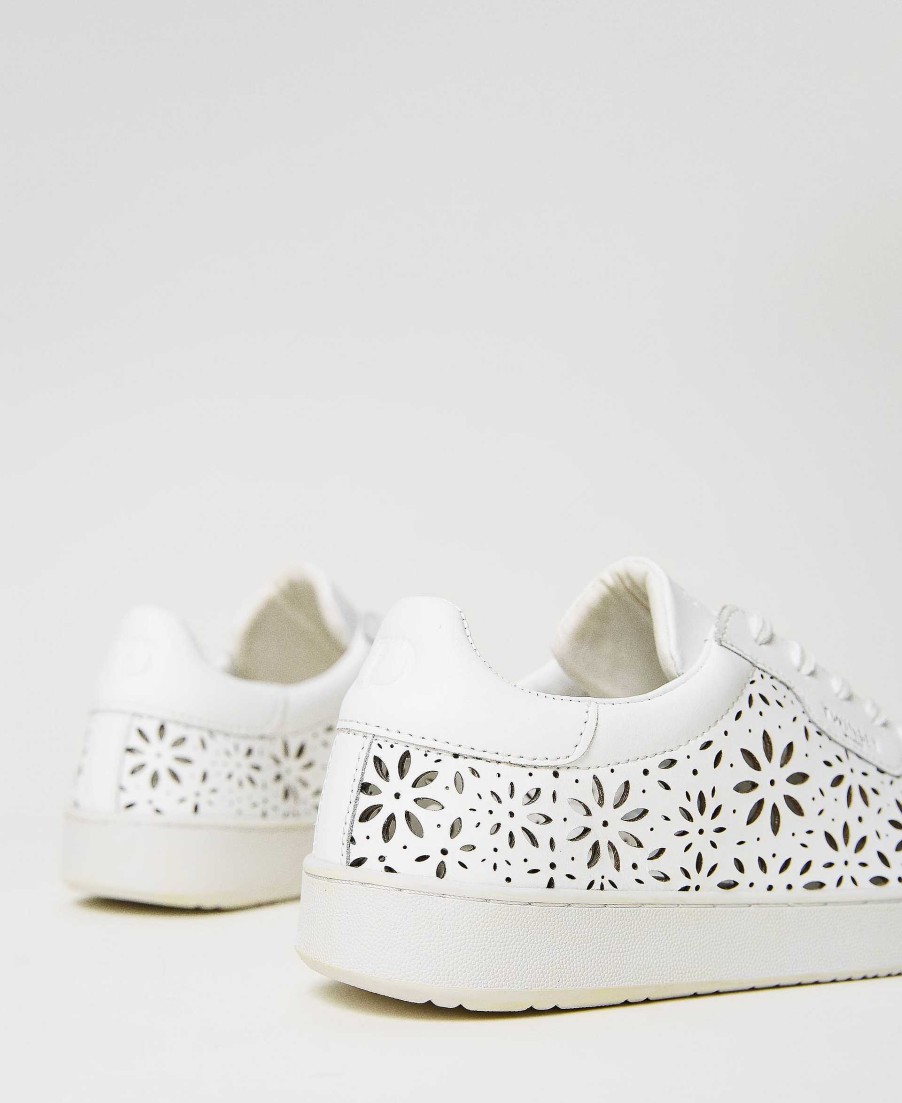 TWINSET Sneakers In Pelle Laserata Bianco Hot