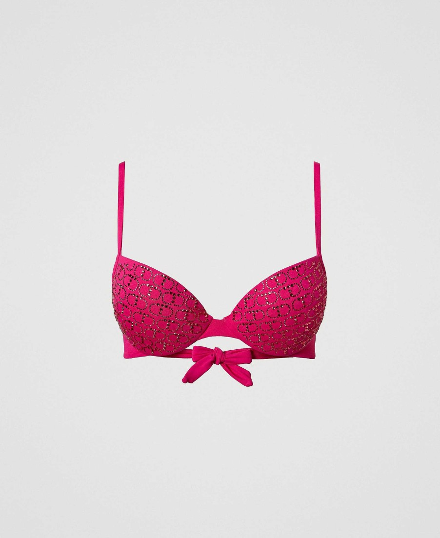 TWINSET Push-Up Da Bagno Con Strass Oval T Fucsia Clearance