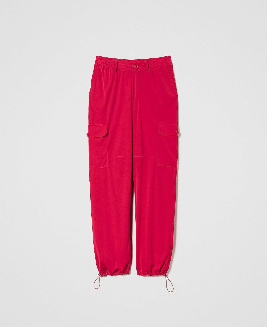 TWINSET Pantaloni Cargo Con Coulisse Fucsia New