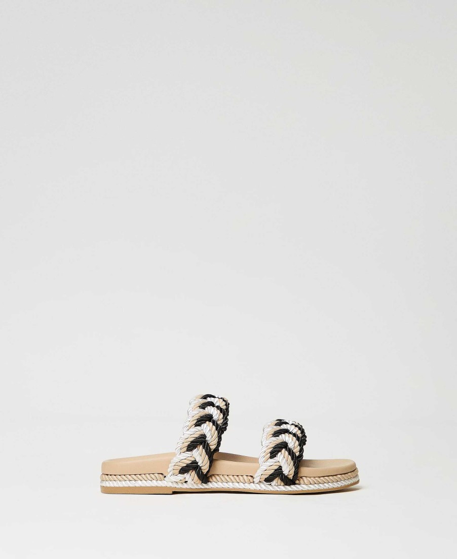 TWINSET Sandali Slide Con Trecce Marrone Hot