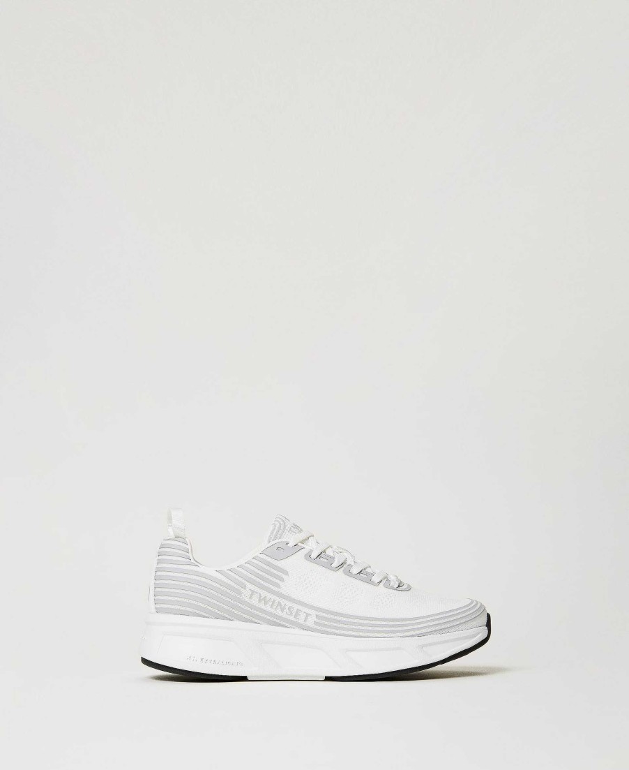 TWINSET Sneakers Fessura A Righe Con Logo Bianco Best