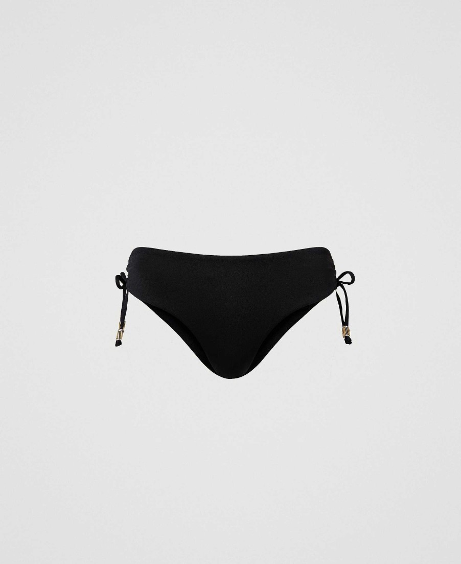 TWINSET Slip Da Bagno Con Coulisse E Strass Nero Hot