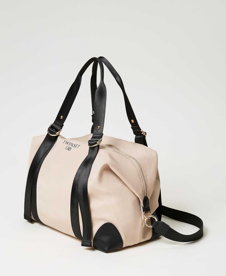 TWINSET Borsa Bicolore Con Logo Beige Hot